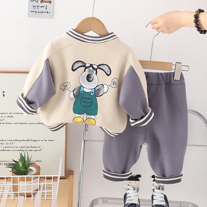 Wholesale 2 PCS Cartoon Baseball Jacket Pants Winter Kids Clothing Sets Boys Age 1-5 Years Long Sleeves Comfortable Autumn