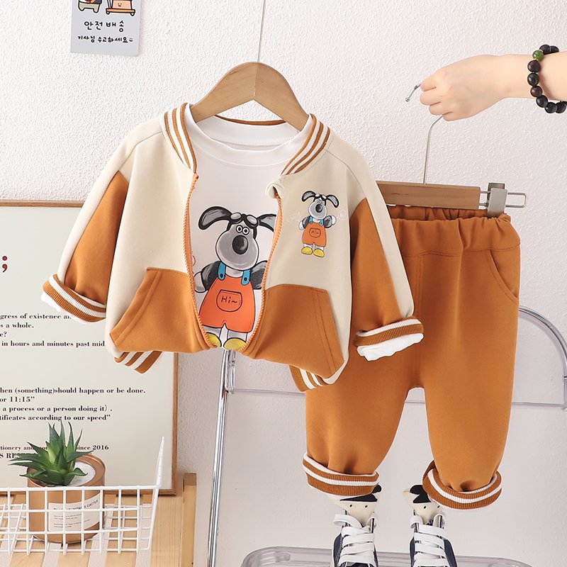 Wholesale 2 PCS Cartoon Baseball Jacket Pants Winter Kids Clothing Sets Boys Age 1-5 Years Long Sleeves Comfortable Autumn