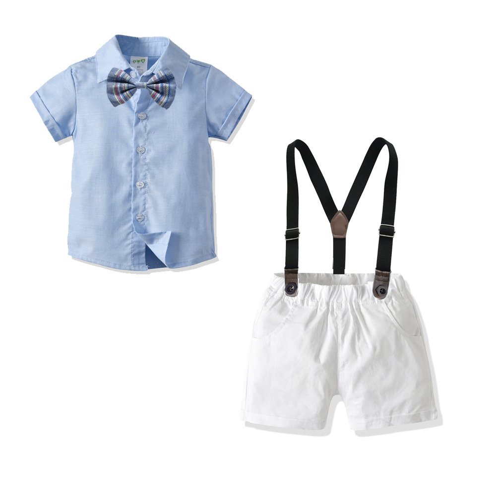 Toddler Baby Rompers Gentleman Roupas Infant T-shirt Overalls +shorts Baby Boy Summer Clothes Sets