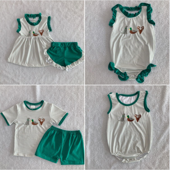 Custom Baby Girls Boys Clothes Hunting Embroidery Shorts Outfits Children's Boutique Summer Clothing Sets for Kids