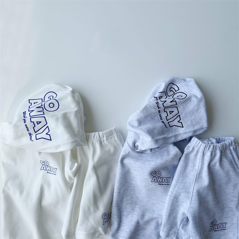 Children's Summer Fashion New Set Boys and Girls' Hooded Letter Loose Shorts Casual Two Piece Set