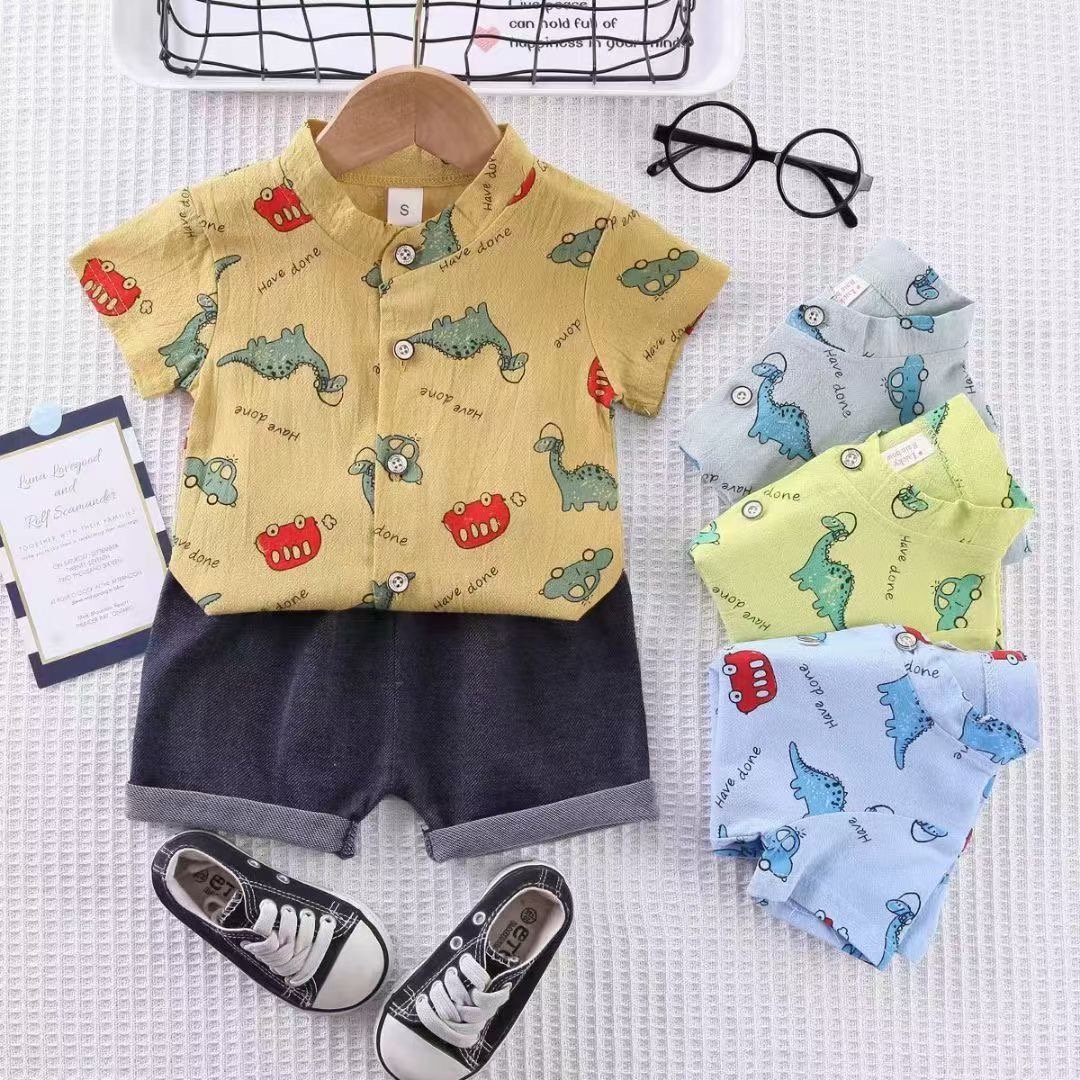 Children's clothing manufacturers wholesale summer thin baby and children set cartoon fashion leisure two-piece set