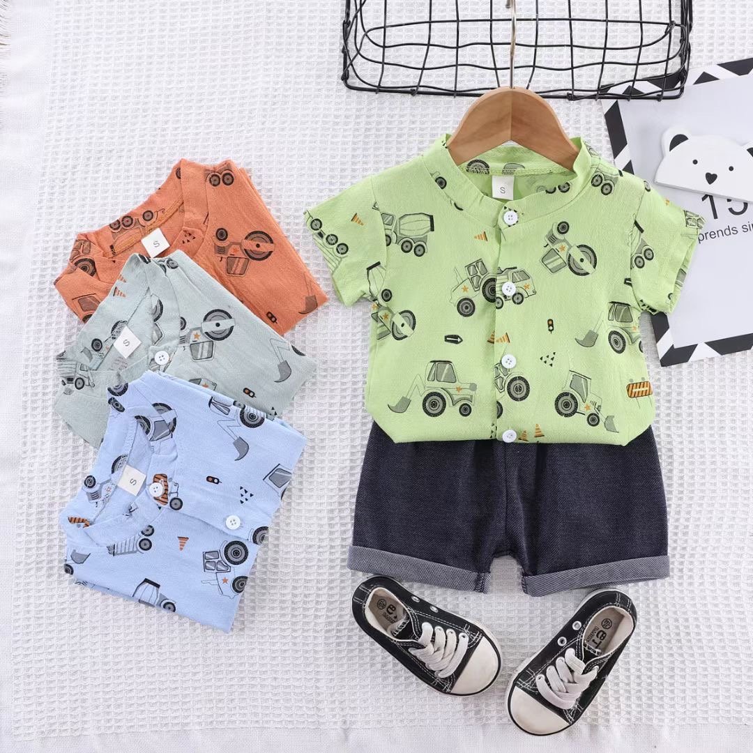 Children's clothing manufacturers wholesale summer thin baby and children set cartoon fashion leisure two-piece set