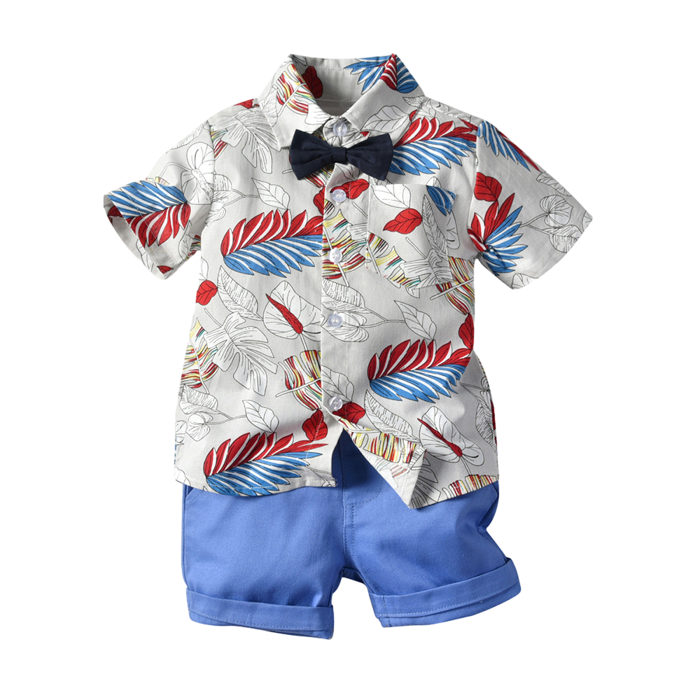 2024 New Arrival Summer Short Sleeve Floral Boys T-shirts Shorts Set Beach Wear Casual Children Clothing Sets