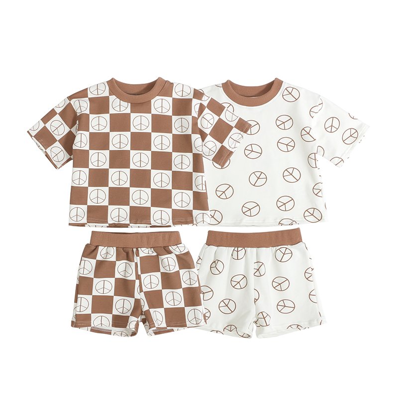 High Quality Infant Toddler Baby Cloths Summer Short Sleeve Boys Organic Cotton French Terry Clothing Set