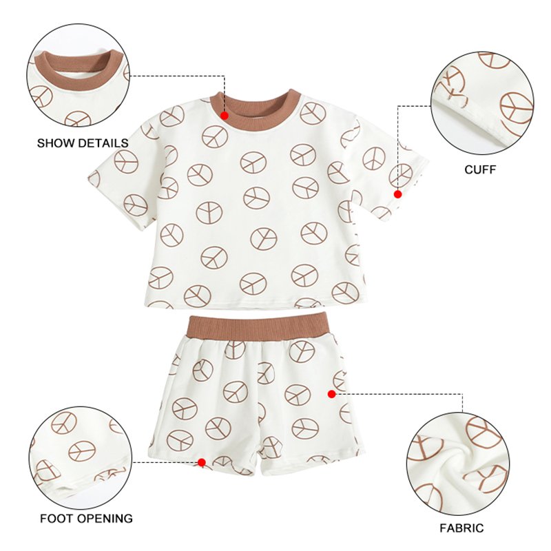 High Quality Infant Toddler Baby Cloths Summer Short Sleeve Boys Organic Cotton French Terry Clothing Set