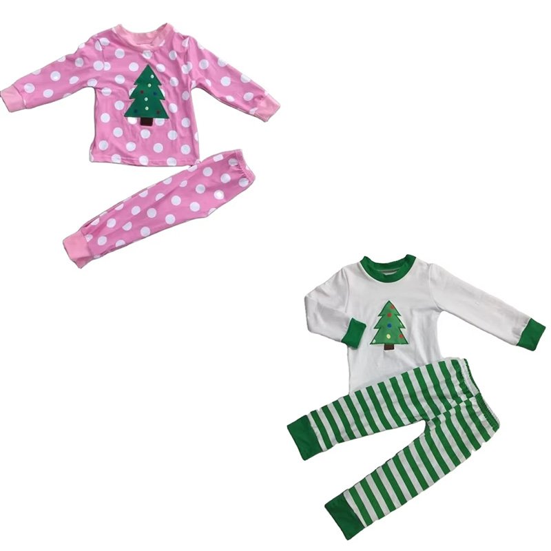 Wholesale boutique kids pajamas gingerbread man embroidery pajamas outfit baby girls boys clothes sets