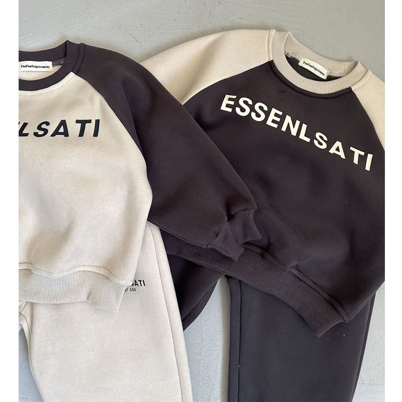 Thick Fleece Toddler Boy Track Suits 2 Piece Sweatshirts Sets Pullover Long Sleeve Two Piece Kids Winter Tracksuit For Kids Boys
