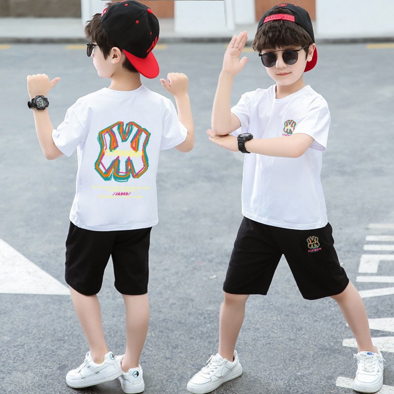 Hao Baby Summer Children's Fashion Handsome Letter Short Sleeve Set Children's Set Baby Short Sleeve Shorts Pants Suit