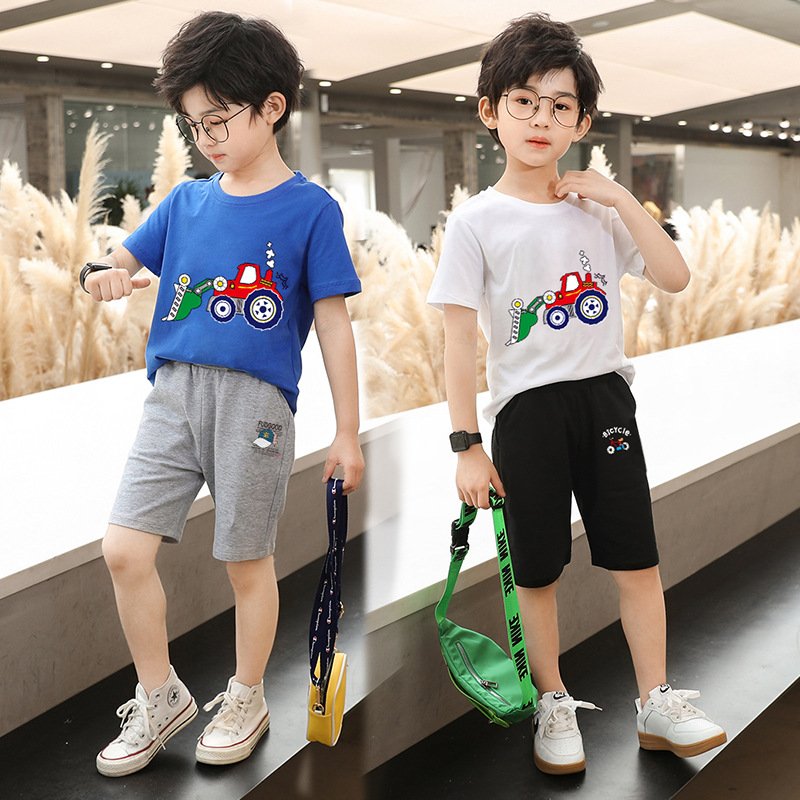 Hao Baby Summer Children's Fashion Handsome Letter Short Sleeve Set Children's Set Baby Short Sleeve Shorts Pants Suit