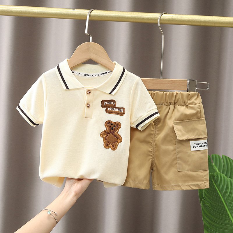 Hot Sale 2024 Summer Style Children Clothing Sets Baby Boy Clothes Short Sleeve Cartoon Printed Casual Wear Kids Wear Cotton