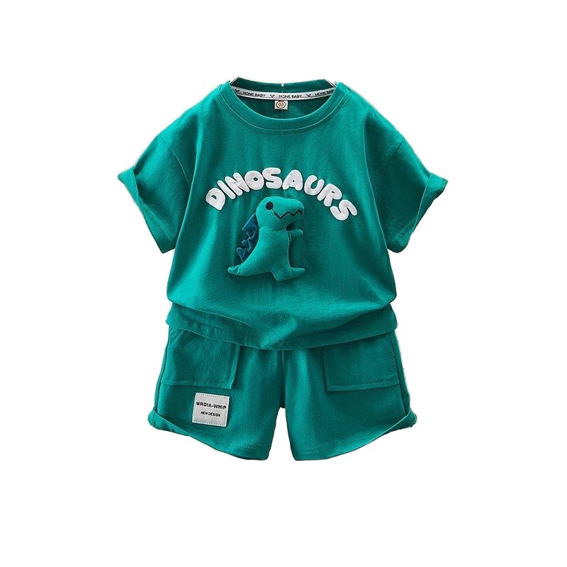 2024 Summer Casual Cartoon Print Outwear Suit for Kids T-shirt and Shorts 2pcs Clothing Set for Teenagers Boys