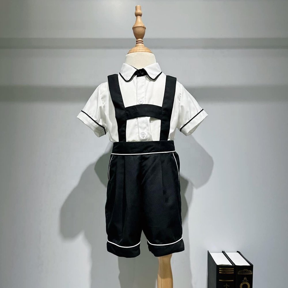 Baby Boy Clothing Set 3 Pieces Outfits Short Sleeves Shirt UK Style Black Short Shoulder 2 Pants Special Occasion - Paul 2 Set