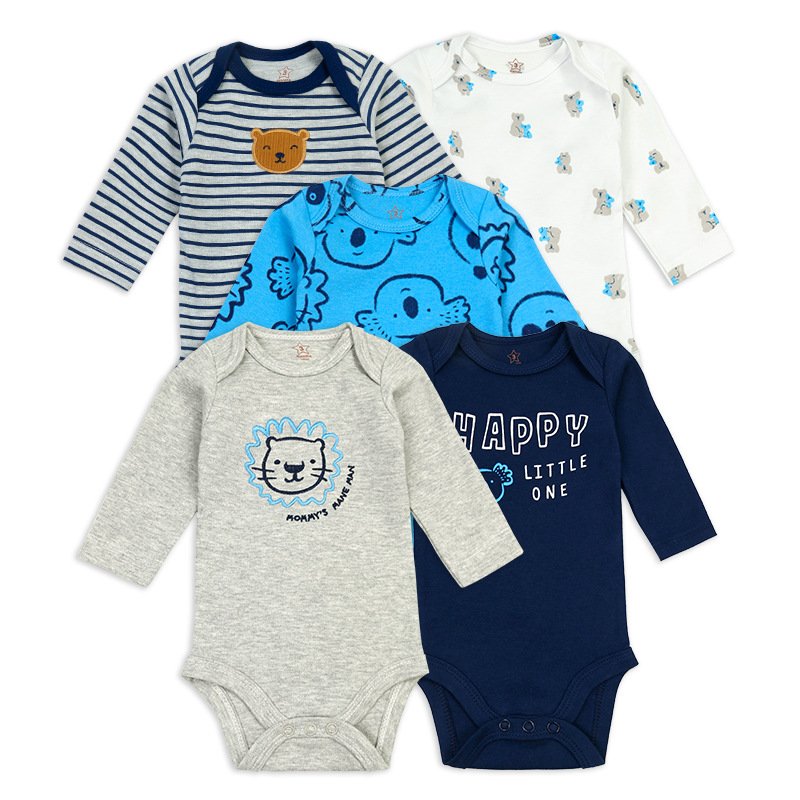 2022 Baby Girls Clothes 5pcs/lot Cotton Long Sleeve Girl Bodysuit Newborn Boys Clothing