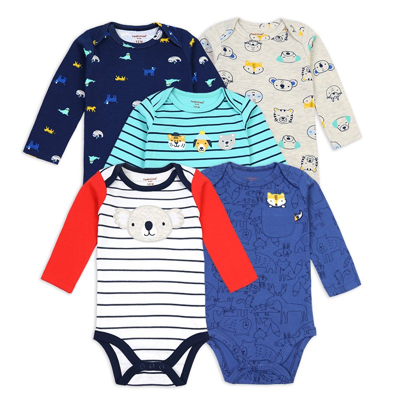 2022 Baby Girls Clothes 5pcs/lot Cotton Long Sleeve Girl Bodysuit Newborn Boys Clothing