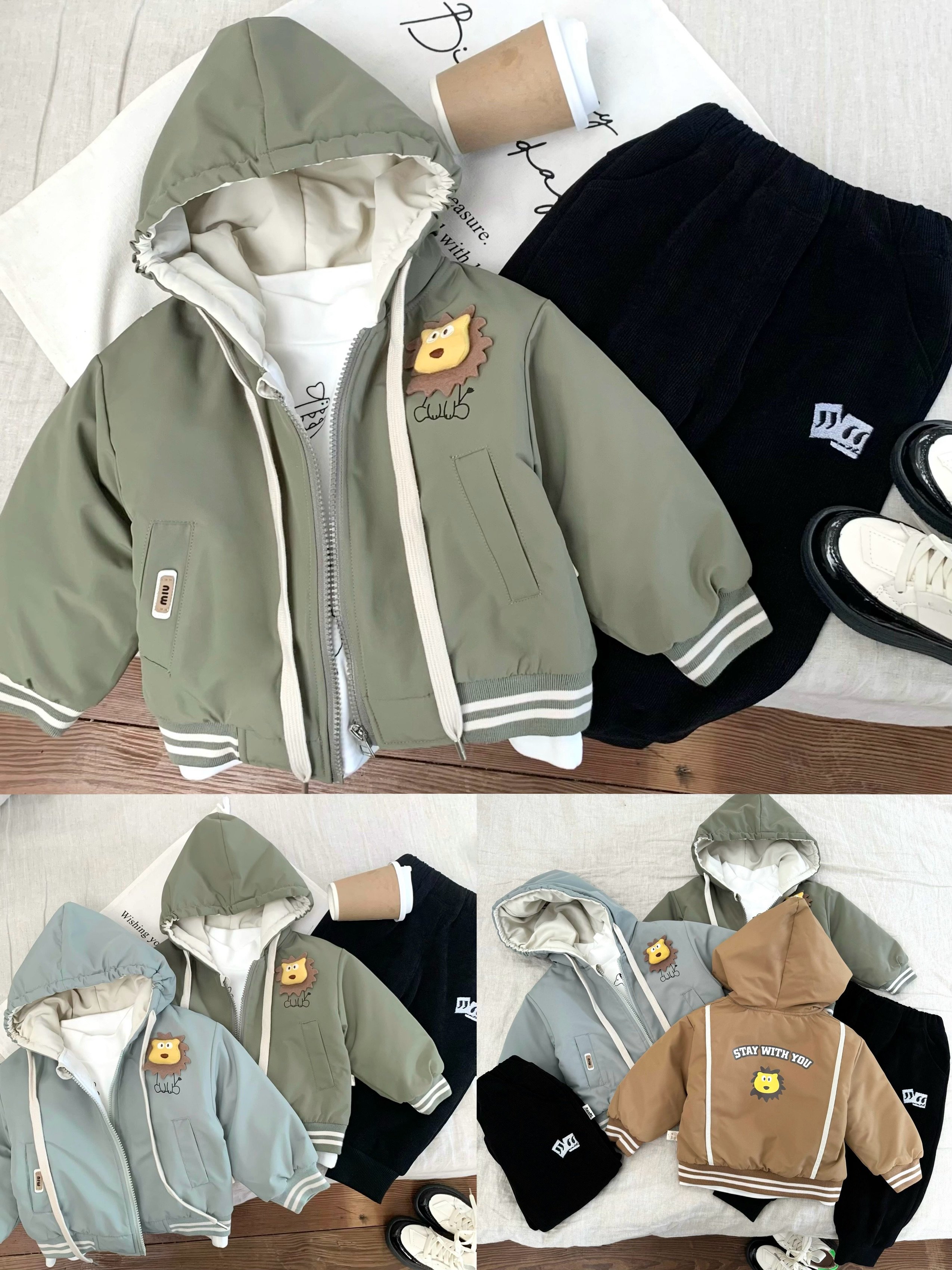 High Quality Boys Three-Piece Set Fall and Winter Coat Boy's suit children clothing set Casual Print Kids Wear with Excellent