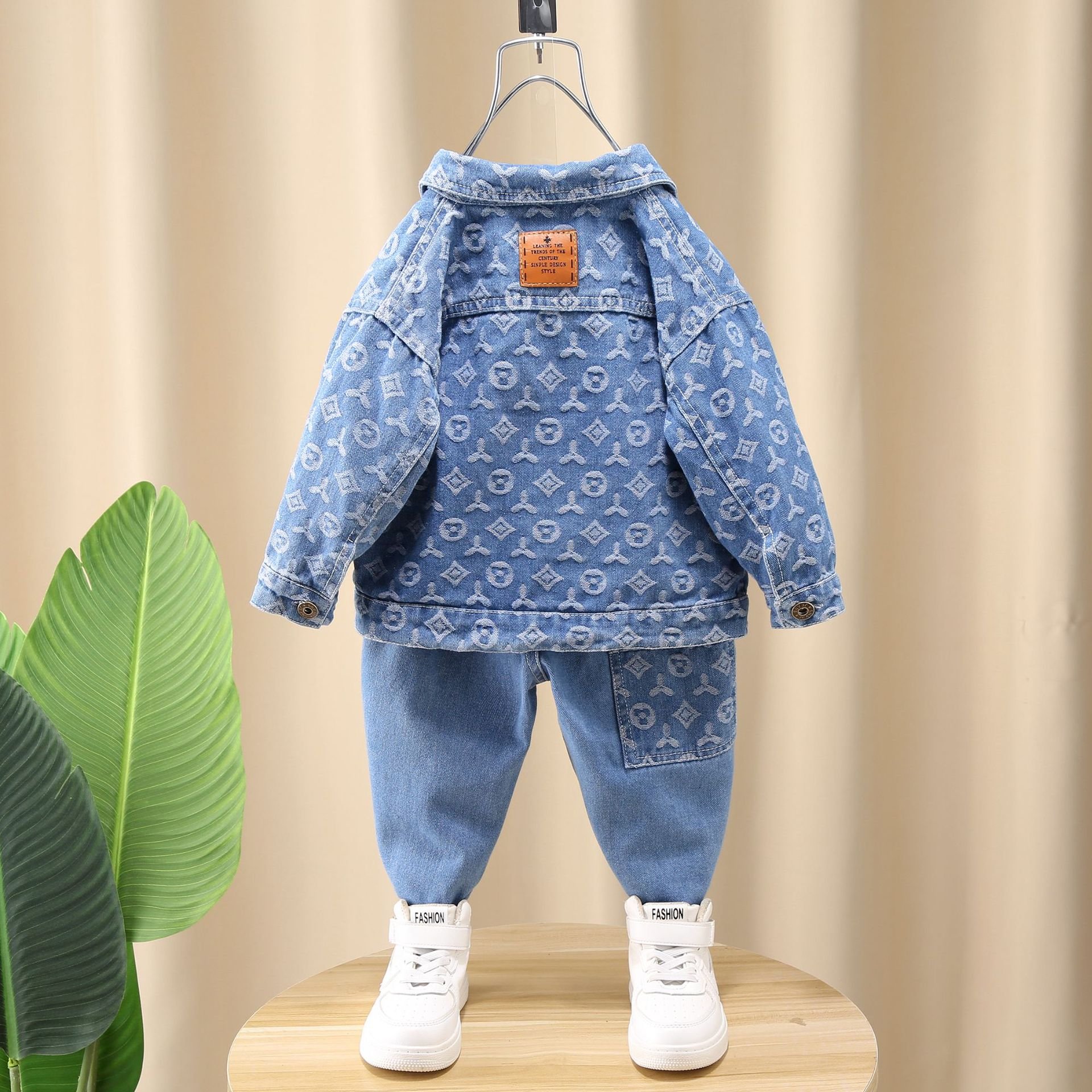 2023 fashion 2pcs Kids Suit Spring Autumn Button Jacket+Jeans Cotton Denim Casual Teenagers Boys Clothing Set