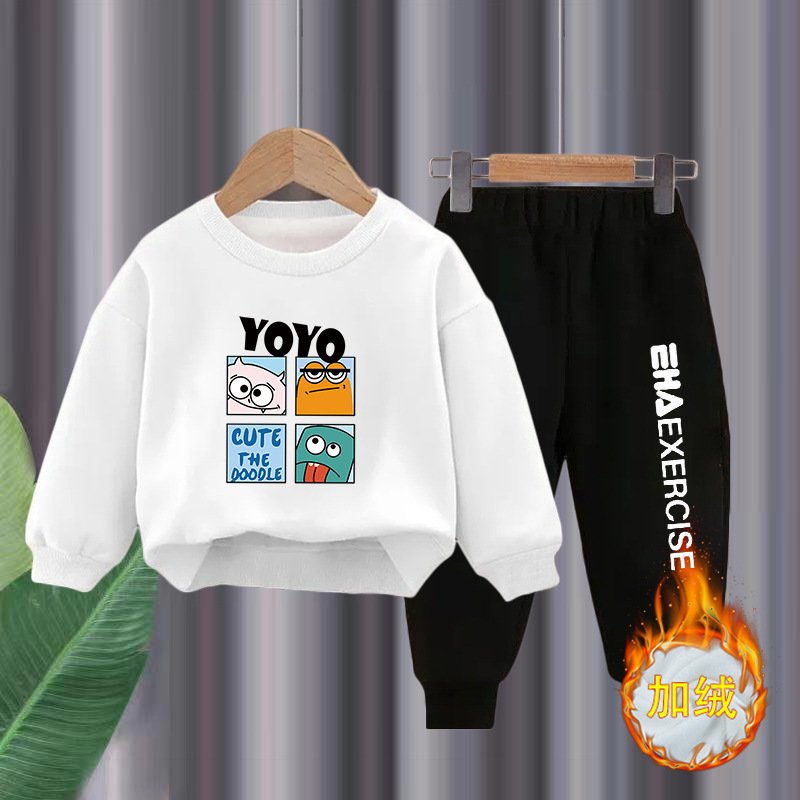 Children's clothing autumn cartoon thickened top and pants set