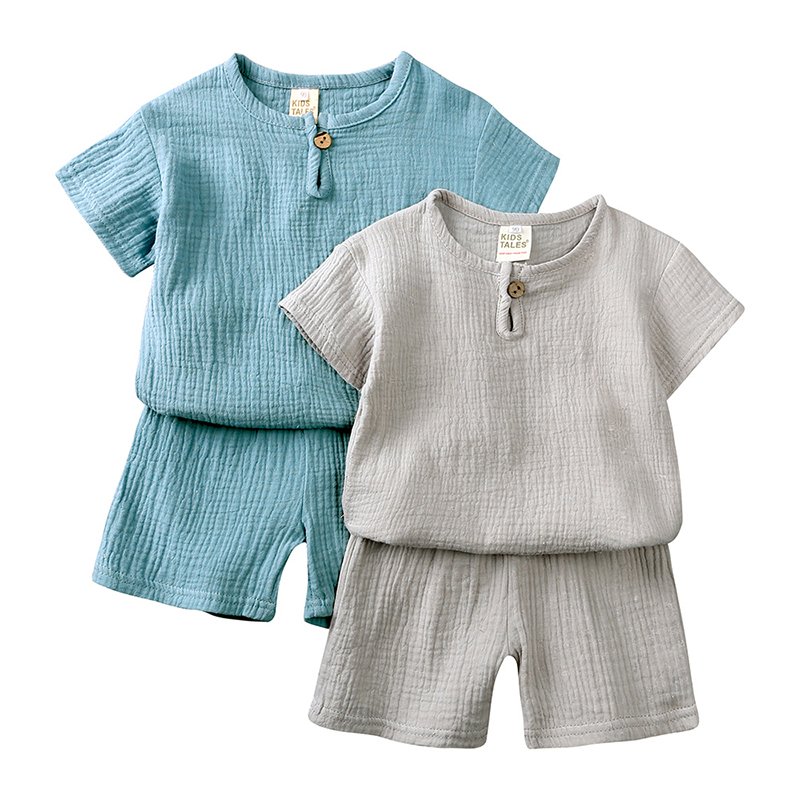 linen pyjamas set kids boys designer childrenswear boys homecoming outfits clothes sale boys clothing sets manufacturer factory