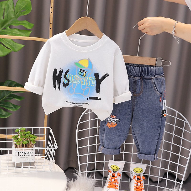 Hao baby New Children's Crew Neck Set Girls' Autumn Style Boys' Korean Edition Guard Pants Clothing Children's Wear Set