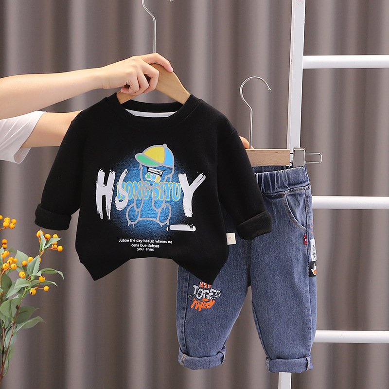 Hao baby New Children's Crew Neck Set Girls' Autumn Style Boys' Korean Edition Guard Pants Clothing Children's Wear Set