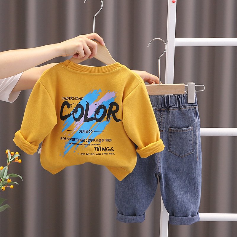 Hao baby New Children's Crew Neck Set Girls' Autumn Style Boys' Korean Edition Guard Pants Clothing Children's Wear Set