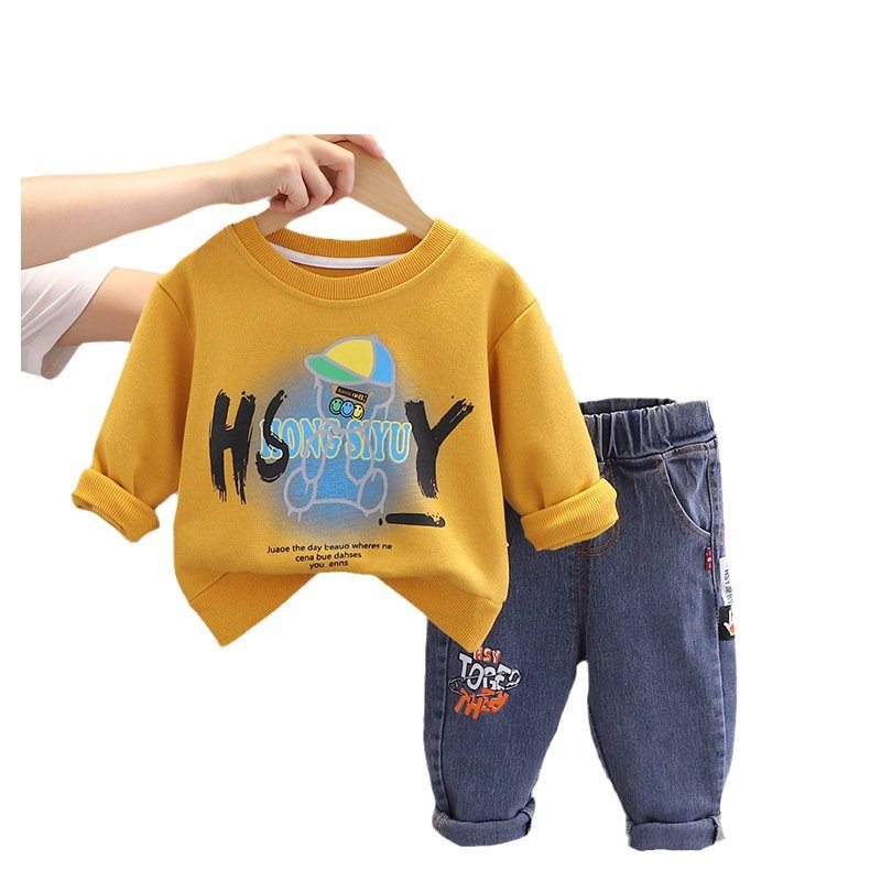 Hao baby New Children's Crew Neck Set Girls' Autumn Style Boys' Korean Edition Guard Pants Clothing Children's Wear Set