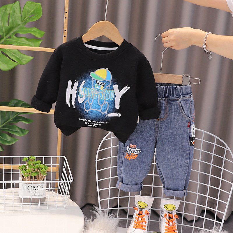 Hao baby New Children's Crew Neck Set Girls' Autumn Style Boys' Korean Edition Guard Pants Clothing Children's Wear Set