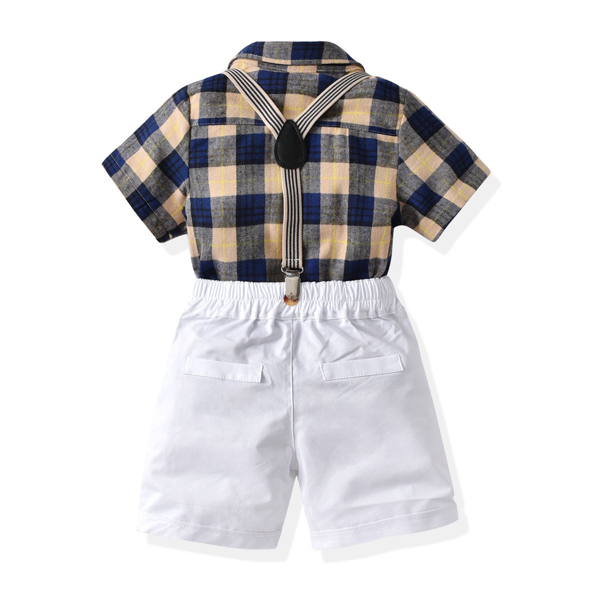 Baby Boys Formal Clothing Set Short Sleeve Shirt Pants 2pcs Custom Kids Plaid Shirt Toddler Wear Designer Summer Clothes Suit