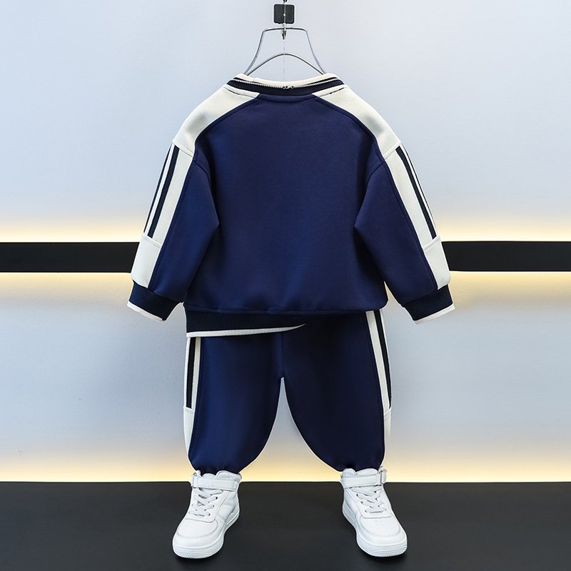 2024 Boys Autumn Sports Suit Handsome Children's Western Style Sweatshirt New Baby Two-Piece Set for Kids