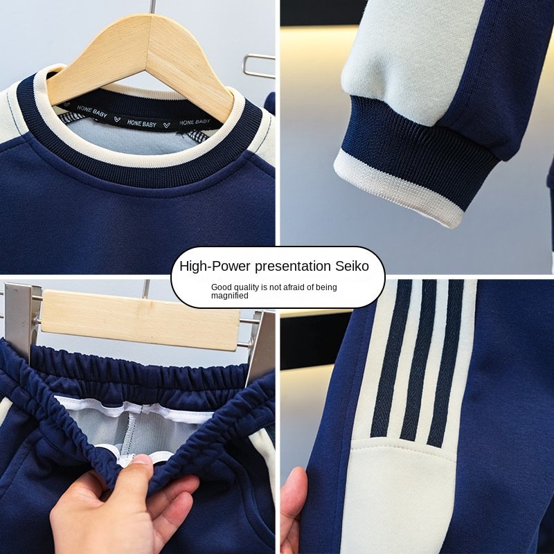 2024 Boys Autumn Sports Suit Handsome Children's Western Style Sweatshirt New Baby Two-Piece Set for Kids