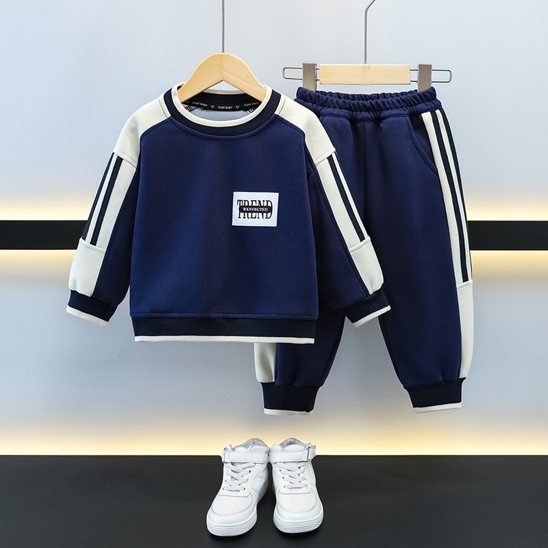 2024 Boys Autumn Sports Suit Handsome Children's Western Style Sweatshirt New Baby Two-Piece Set for Kids