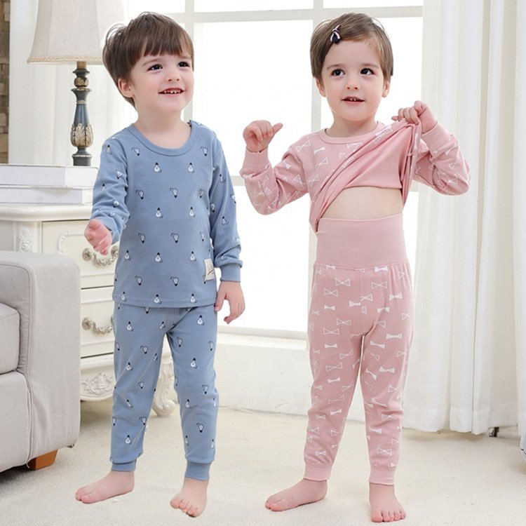 Toddler Baby Boys Clothing Sets Organic Cotton Nightgown Girls Sleepwear High Waist Pants Pajama Set Fall Winter Clothes