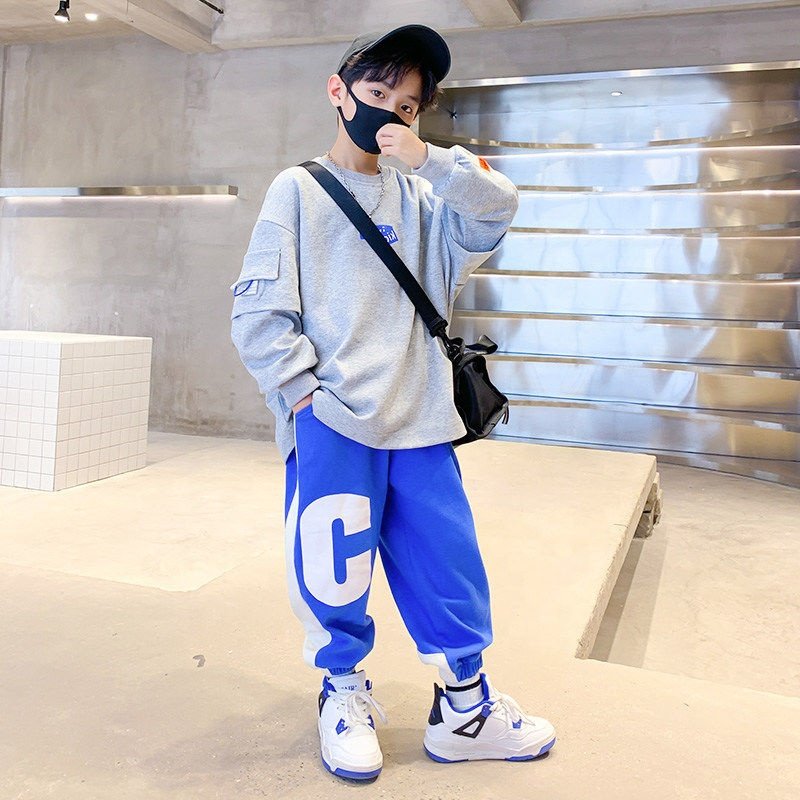 2023 Teen Boys Clothes Set Kids Tracksuit Cotton Hoodies Tops + Pants Children Clothing Boy Sportswear 3 4 6 8 10 12 Years