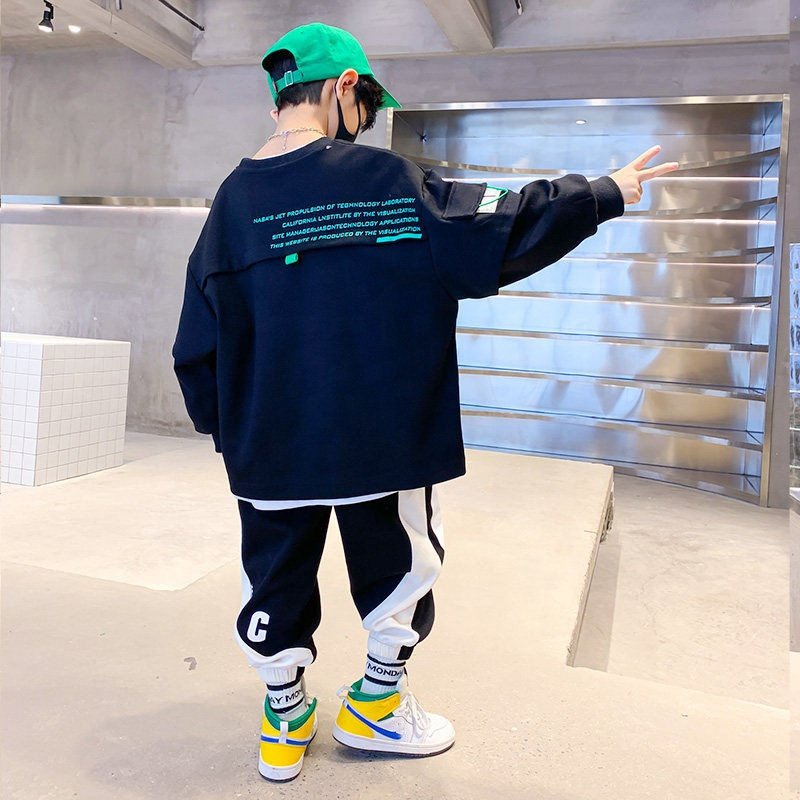 2023 Teen Boys Clothes Set Kids Tracksuit Cotton Hoodies Tops + Pants Children Clothing Boy Sportswear 3 4 6 8 10 12 Years