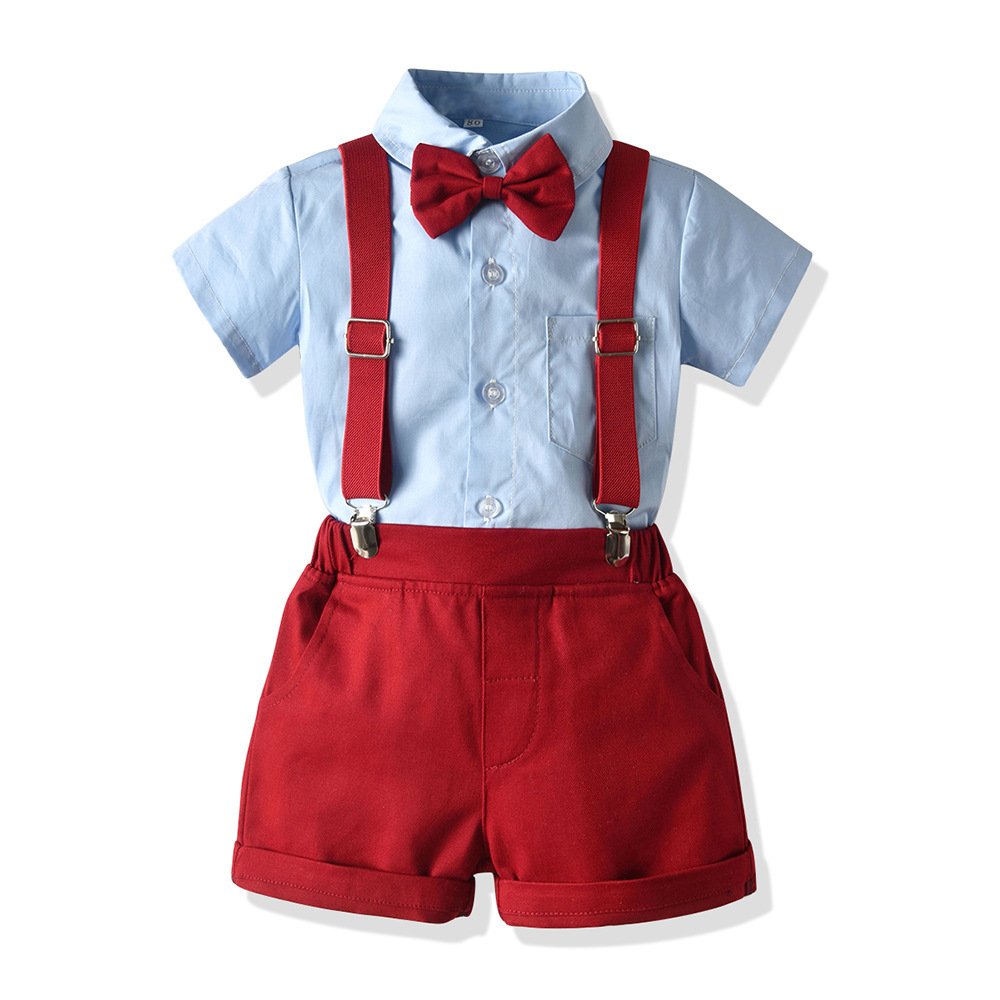 Custom Cotton Boy Outfit Sets Shirt+Shorts 2-Piece Formal High Quality Toddler Clothes Set Children's Clothing For Boy