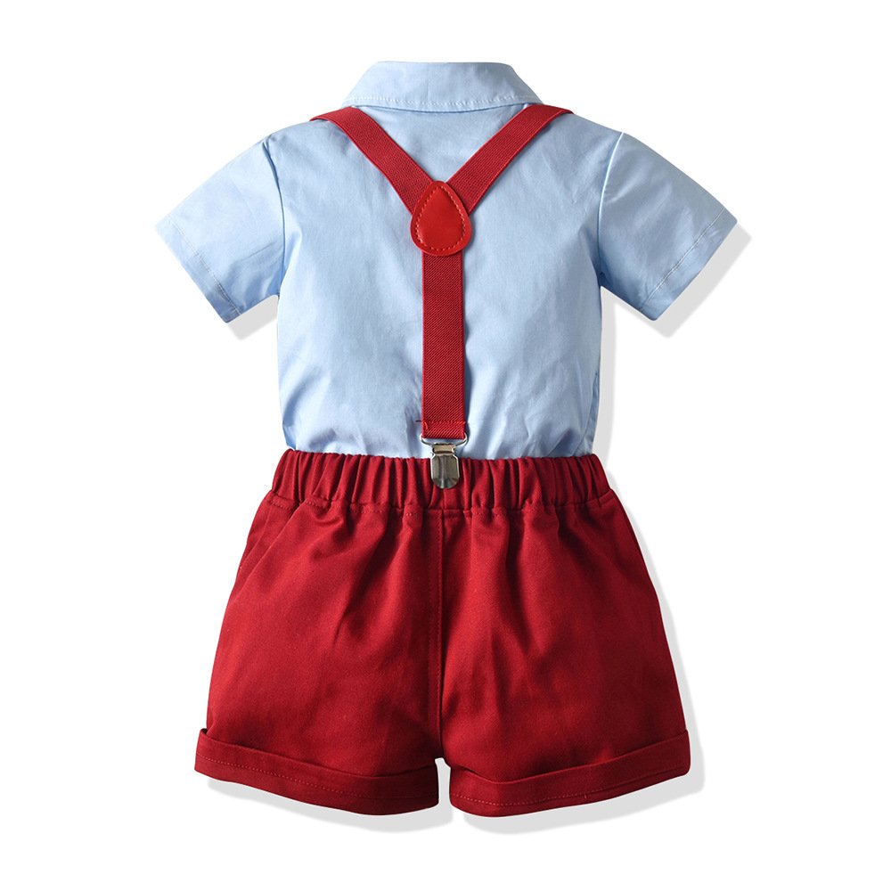 Custom Cotton Boy Outfit Sets Shirt+Shorts 2-Piece Formal High Quality Toddler Clothes Set Children's Clothing For Boy