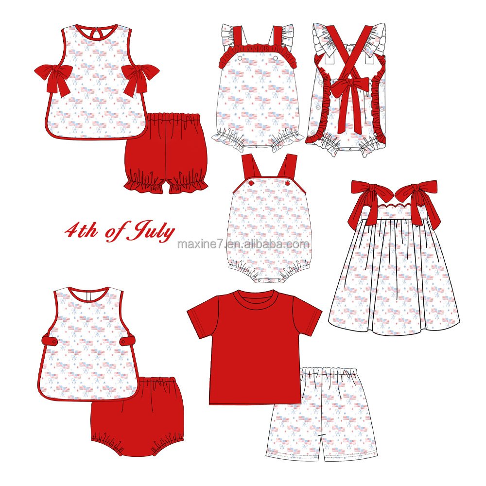 4th of July Kids Clothes Outfits Summer Boutique American Flag Baby Boys Clothing Sets