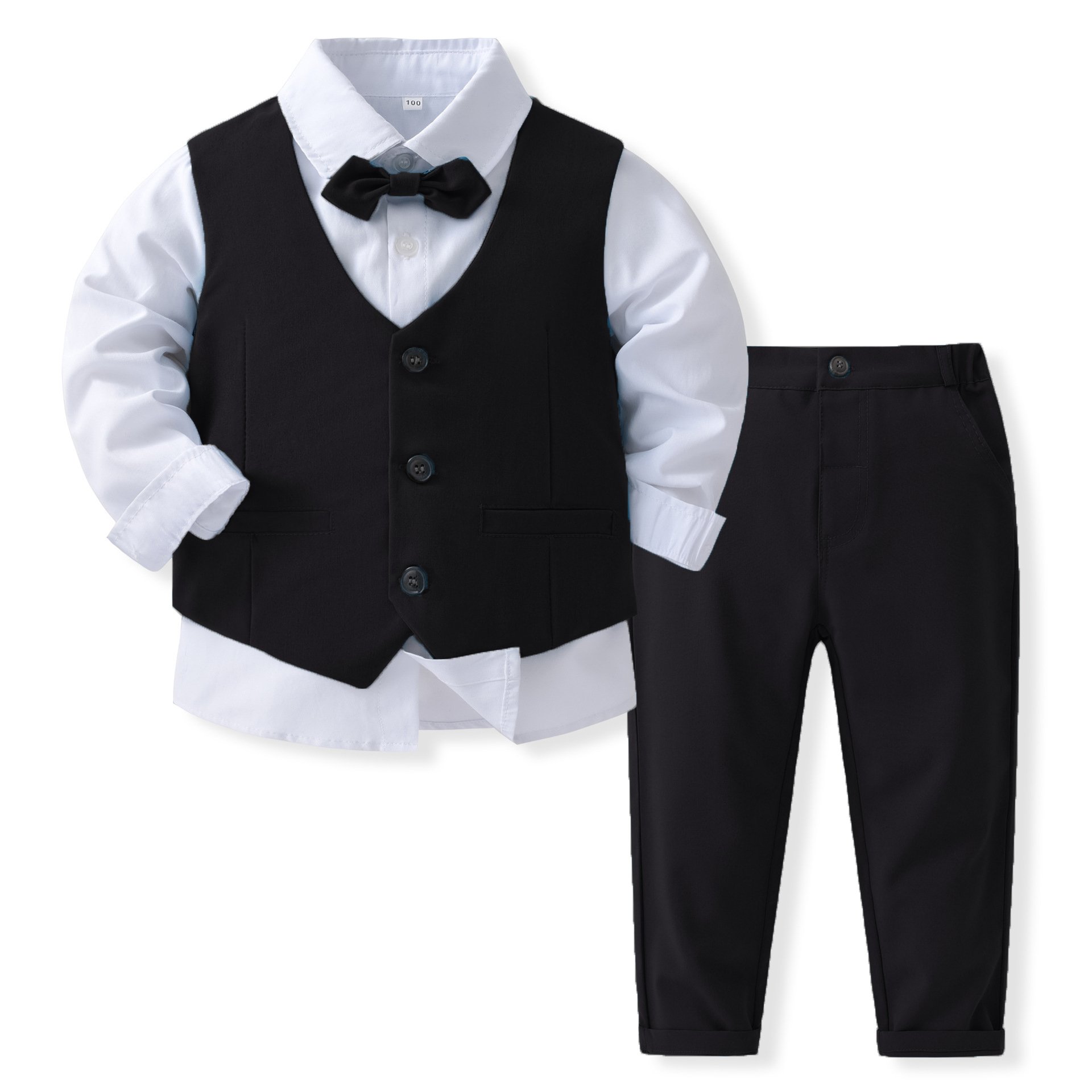 1 to 6 Years Kids Boy Formal Outfits Baby Boy Party Clothes Solid Vest Suit Toddler Boy Clothing Sets Children's Party Clothes