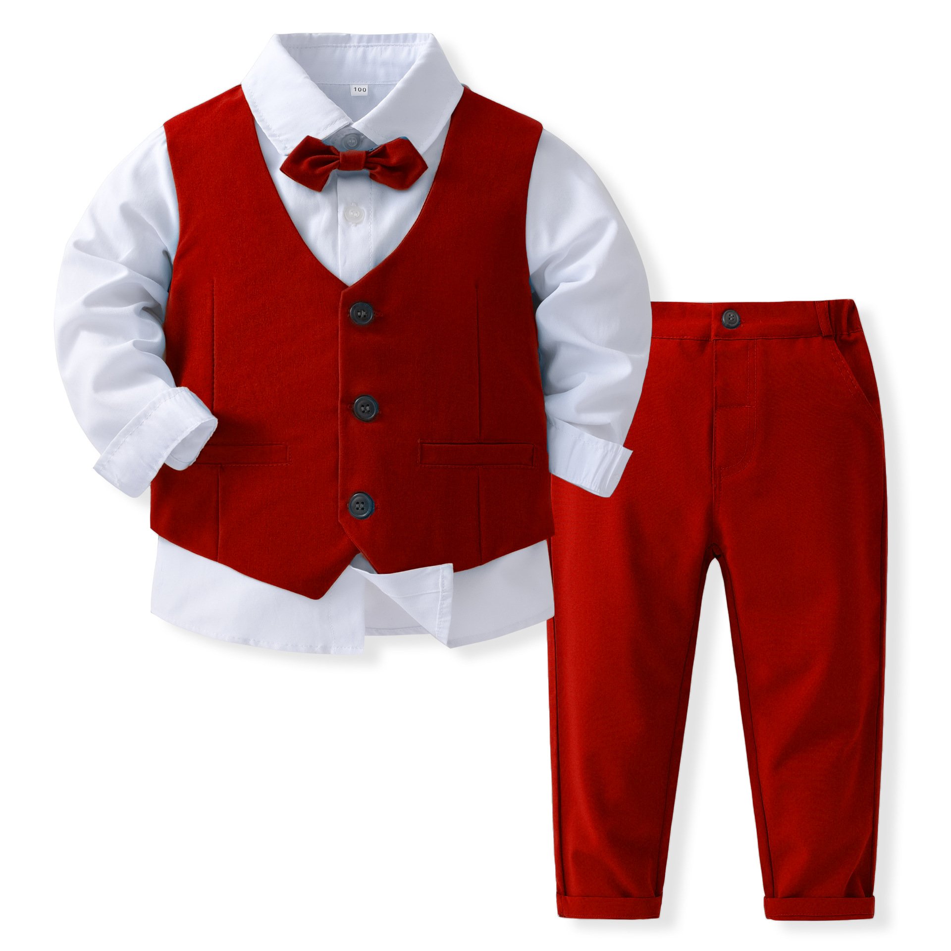 1 to 6 Years Kids Boy Formal Outfits Baby Boy Party Clothes Solid Vest Suit Toddler Boy Clothing Sets Children's Party Clothes