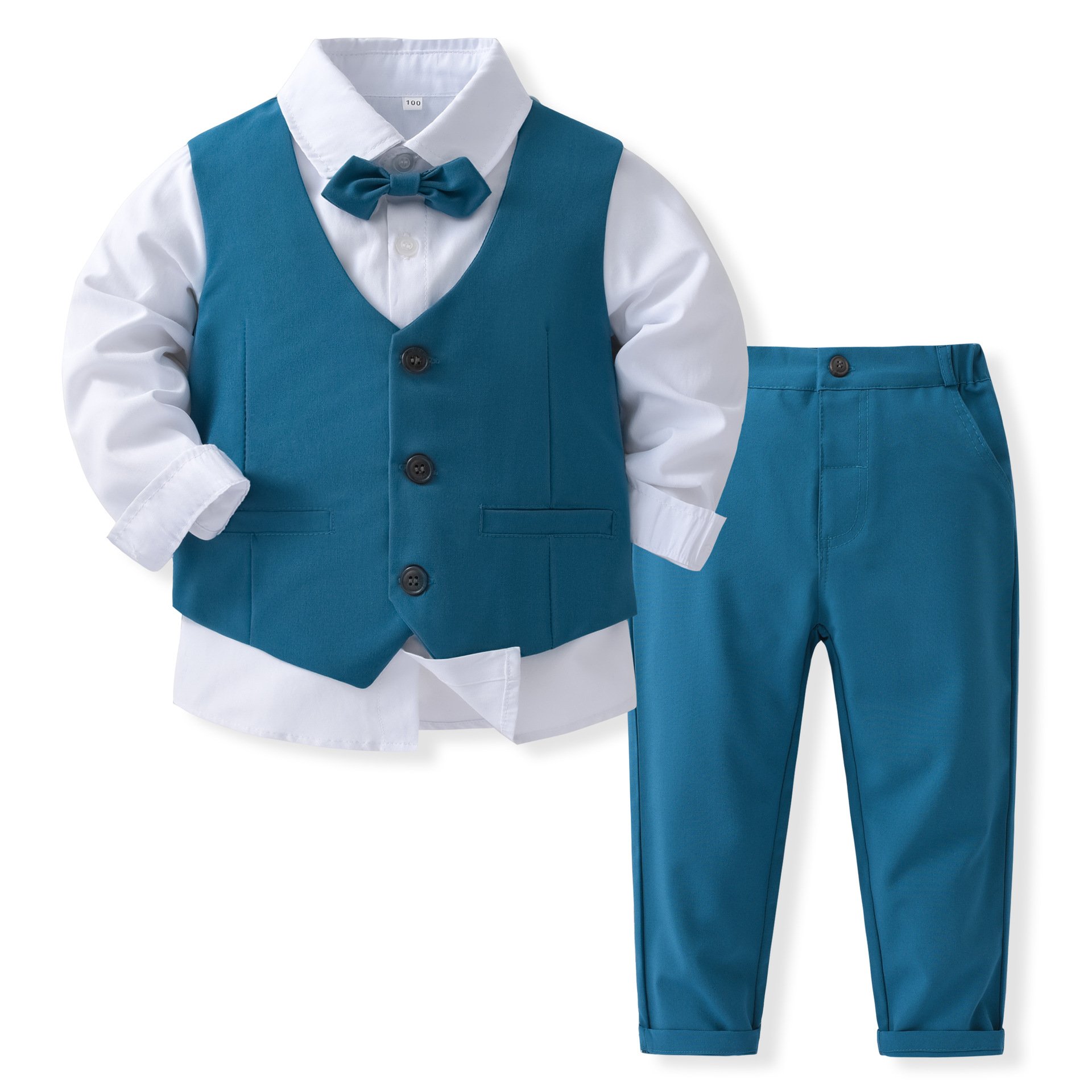 1 to 6 Years Kids Boy Formal Outfits Baby Boy Party Clothes Solid Vest Suit Toddler Boy Clothing Sets Children's Party Clothes