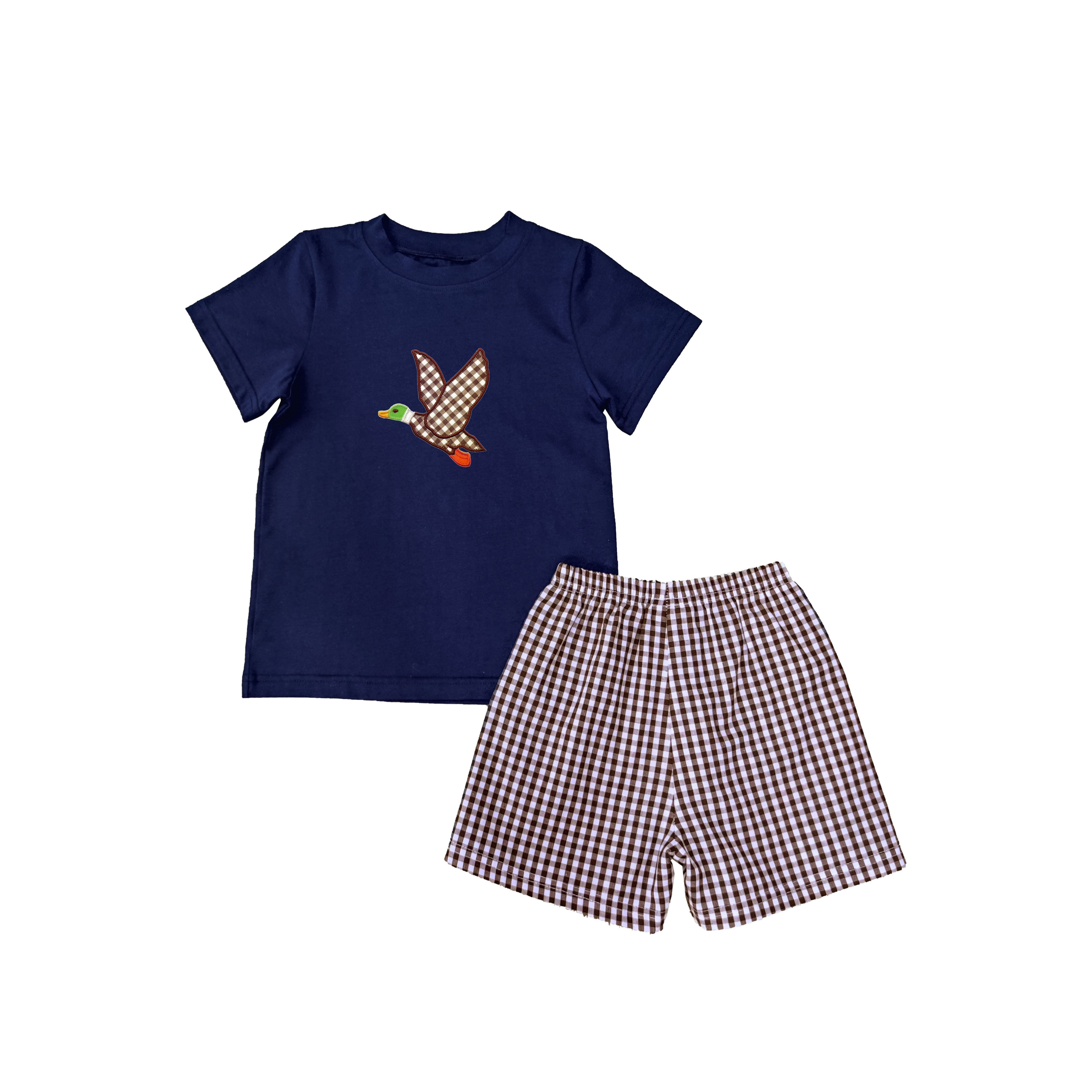 Boyis New Arrival short sleeve applique kids boys spring fall boutique clothing set