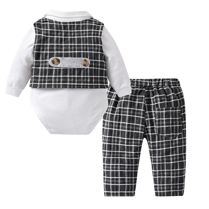 Baby Boys Clothing Set toddler Long Sleeve Romper+Vest+ Peaked Cap+Socks+Walking shoes Suits For Party 1 year old