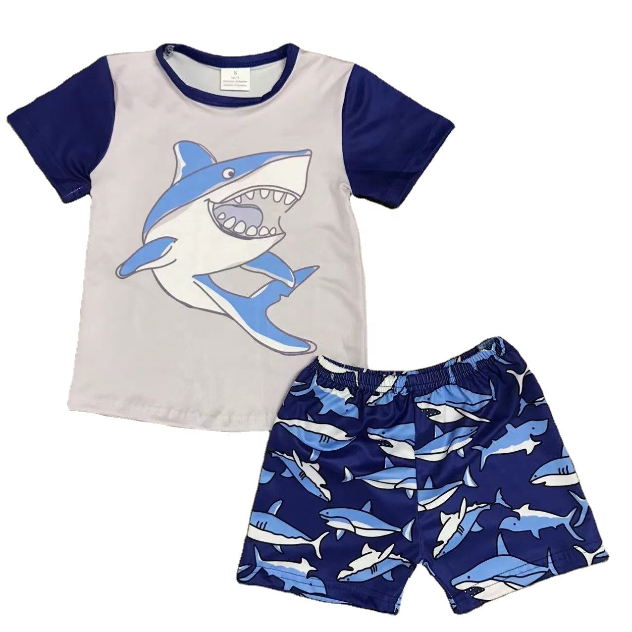 wholesale Children's suit cowboy lightning blue top cowboy horses shorts suit boys clothing sets