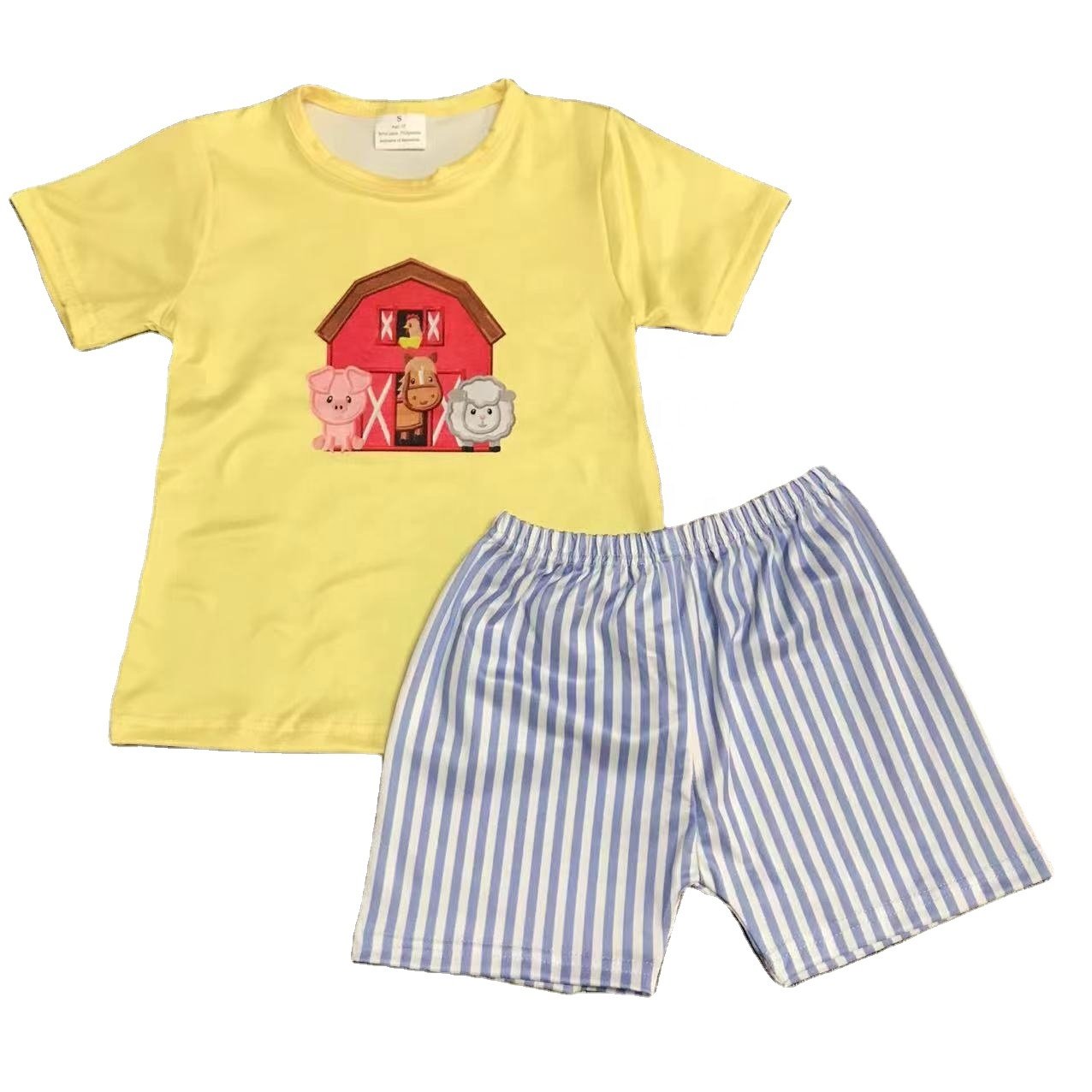 wholesale Children's suit cowboy lightning blue top cowboy horses shorts suit boys clothing sets