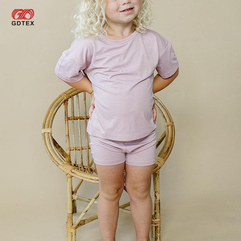 GDTEX Custom Negotiable Price Kid Clothes Set Custom Cotton Or Bamboo Toddler Girl T Shirt and Shorts 2pcs Lounge Set
