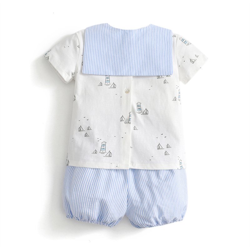 New Baby Boy Cotton Printed Kids Clothes Set Summer Short Sleeve Comfortable Tops Shorts Spanish Children Clothing Outfits