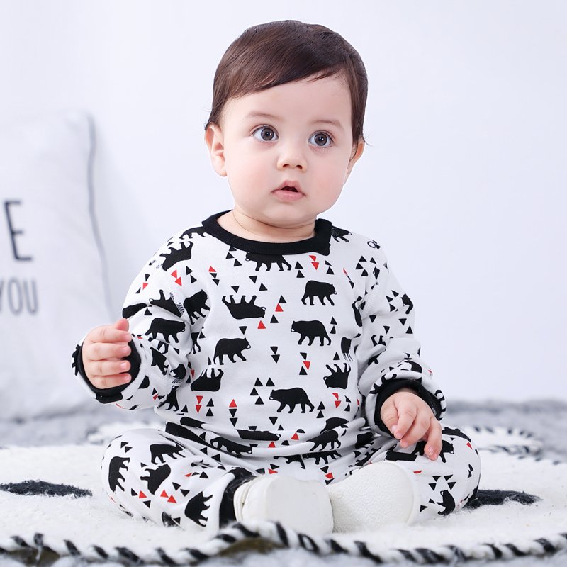 Austin Bella Custom Wholesale boutique baby boys' clothing sets 100% cotton cute animal long sleeve baby clothing sets