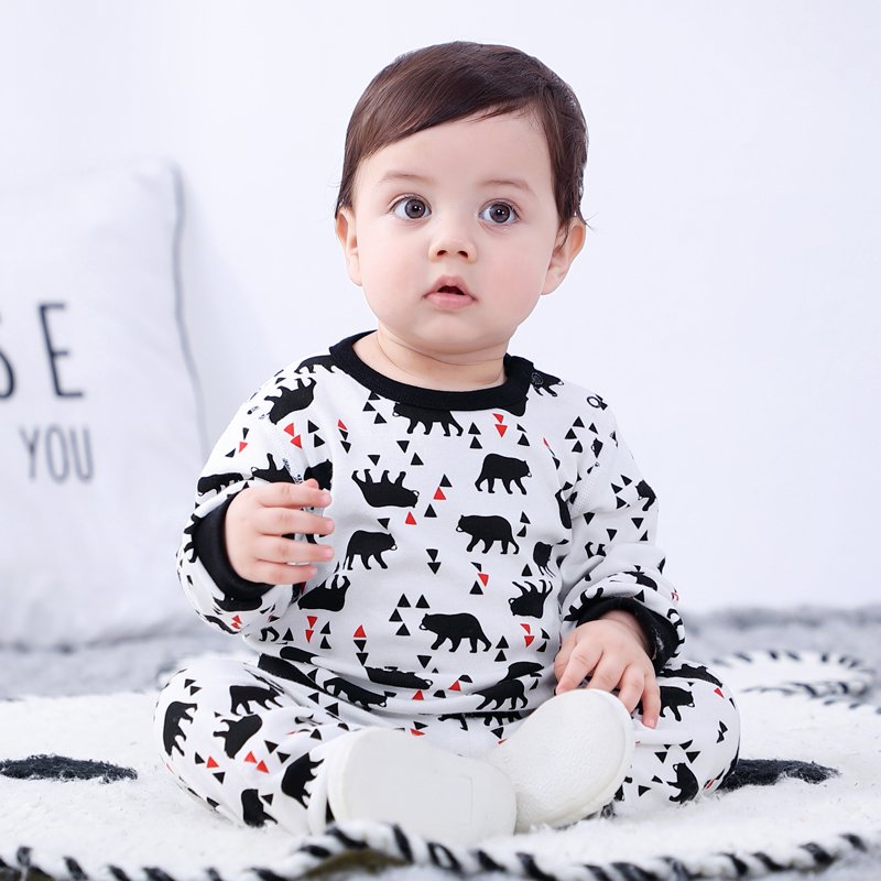 Austin Bella Custom Wholesale boutique baby boys' clothing sets 100% cotton cute animal long sleeve baby clothing sets