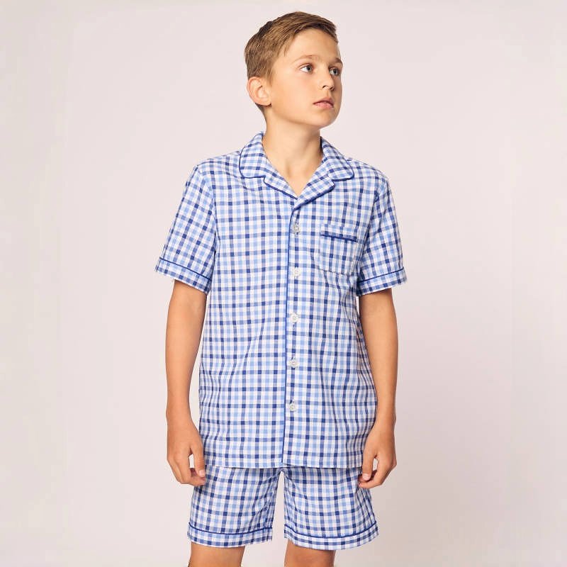 Summer Children Pajamas Casual Boy Home Clothes Classic Plaid Baby Boys Pyjama Two-Piece Set Wholesale High Quality Sleepwear